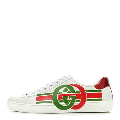 Gucci Calfskin Interlocking G Mens New Ace Sneakers 7 White Red Flame Green 1 of 10