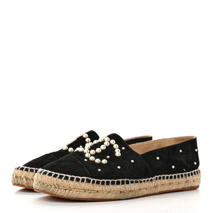 Chanel Suede Pearl CC Espadrilles 40 Black 3 of 15