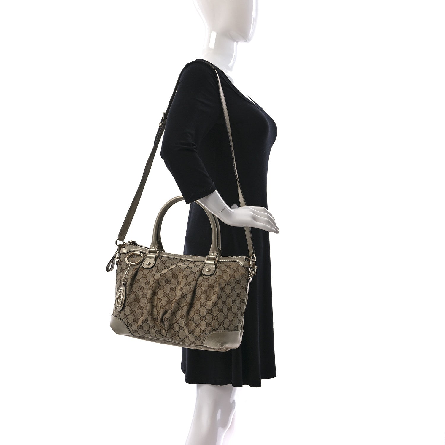 Gucci Monogram Medium Sukey Top Handle Bag Golden Beige 2 of 9