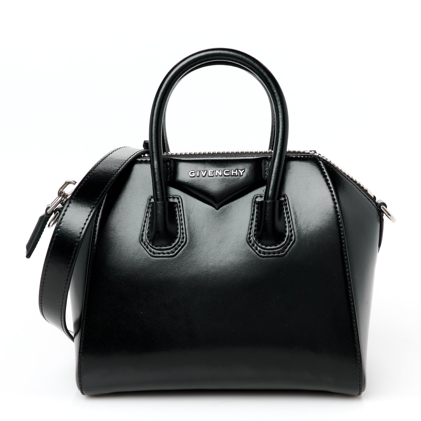 Shiny Lord Calfskin Mini Antigona Black
