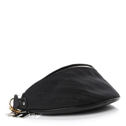 Balenciaga Canvas Jacquard Diagonal Allover Logo XS Souvenir Belt Bag Black 3 of 6