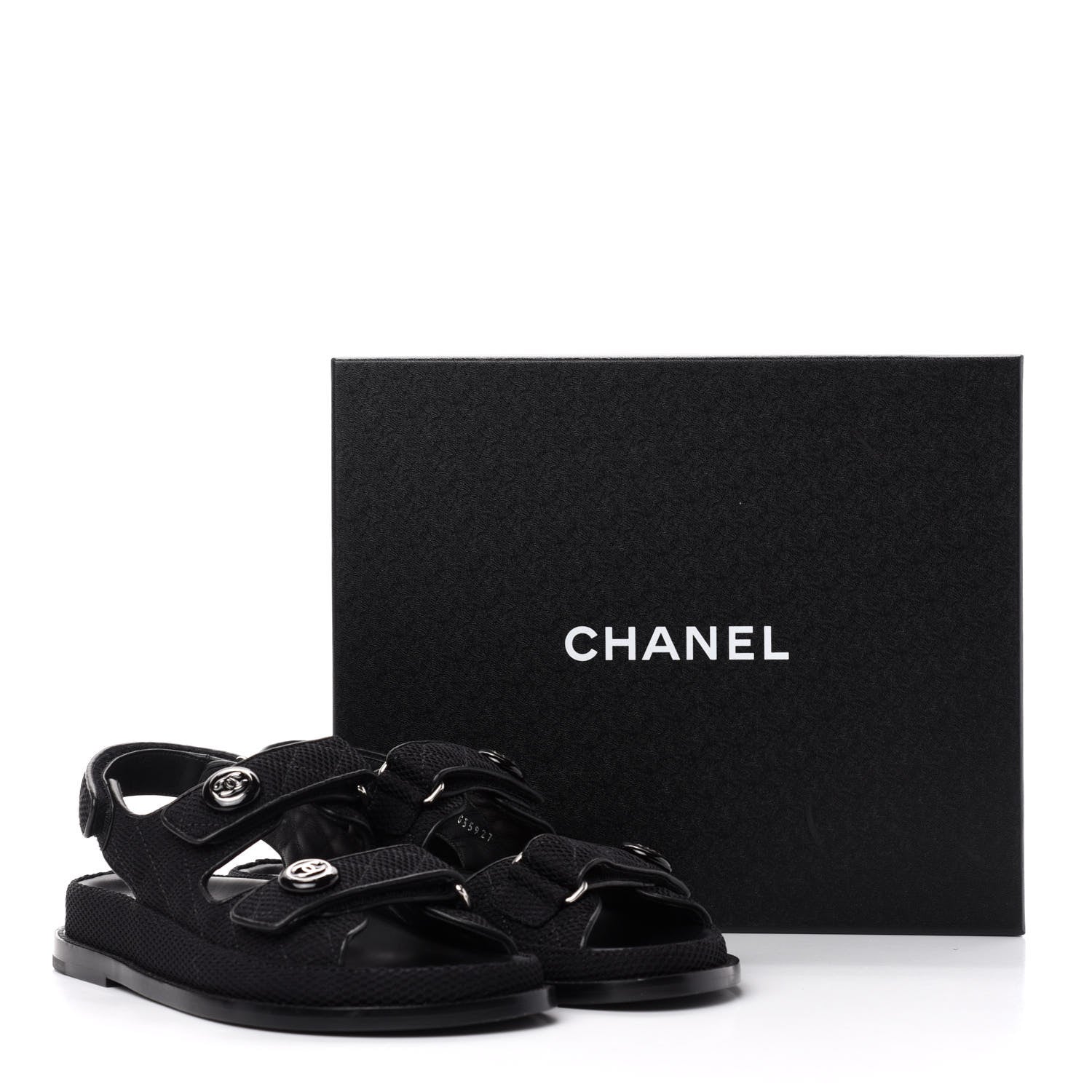Chanel Fabric Velcro Dad Sandals 38 Black 11 of 11