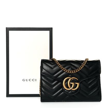 Gucci Calfskin Matelasse GG Marmont Chain Wallet Black 8 of 8