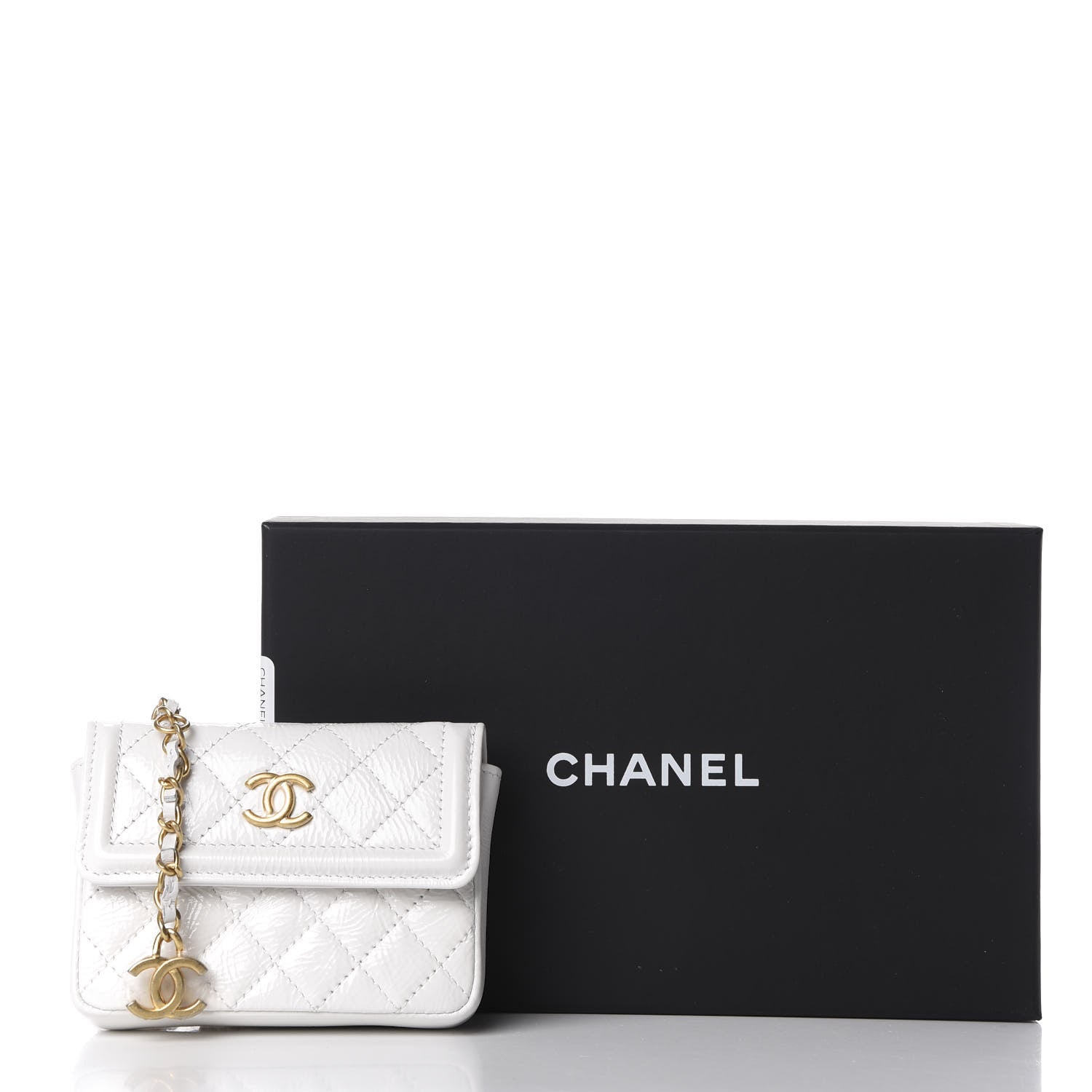 Chanel Shiny Aged Calfskin Quilted Waist Belt Bag White 8 of 8