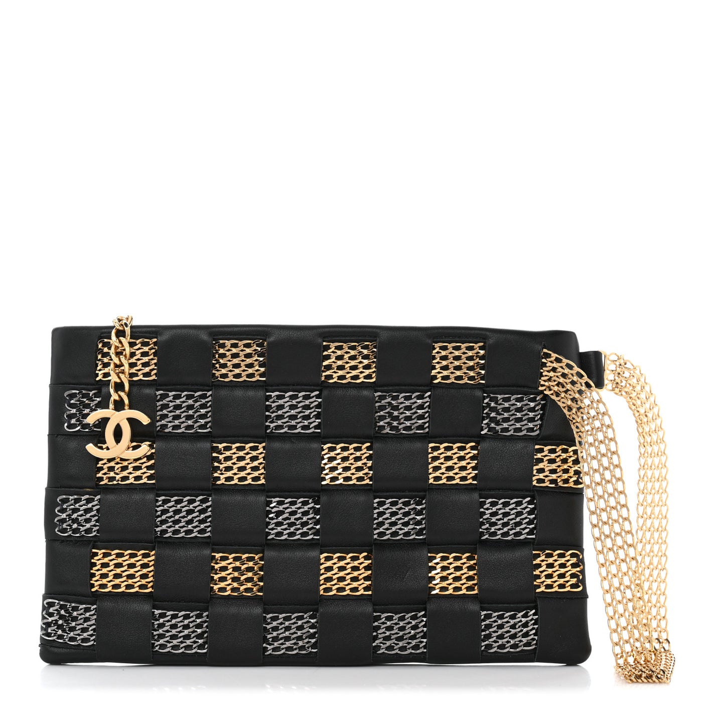 Lambskin Chain Wristlet Black
