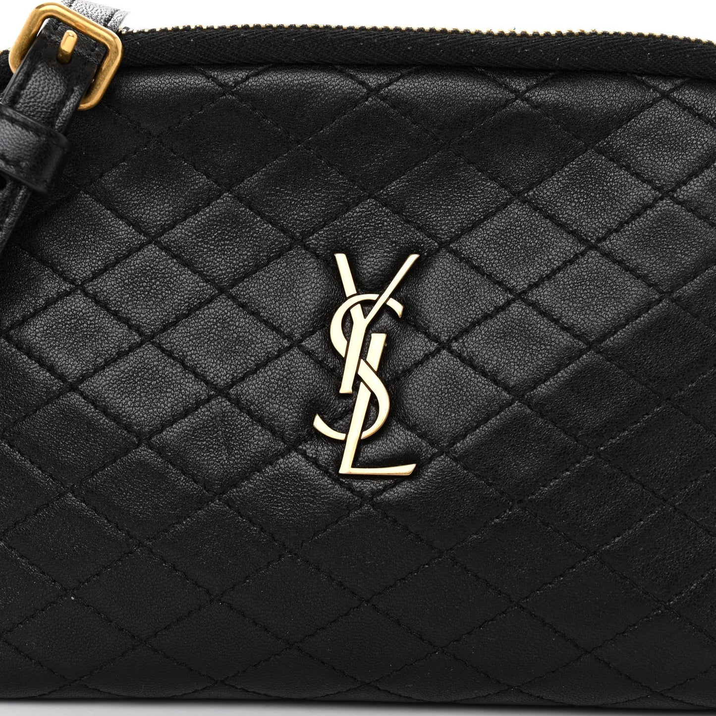 Lambskin Quilted Gaby Zipped Pouch Black
