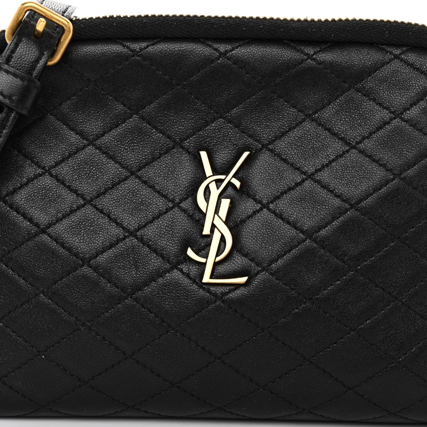 Saint Laurent Lambskin Quilted Gaby Zipped Pouch Black 7 of 10