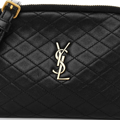Saint Laurent Lambskin Quilted Gaby Zipped Pouch Black 7 of 10