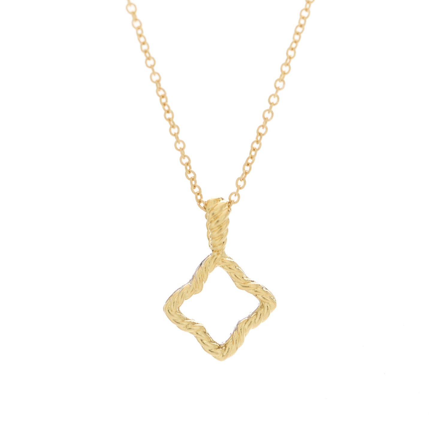 18K Yellow Gold Diamond Cable Collectibles Quatrefoil Pendant Necklace