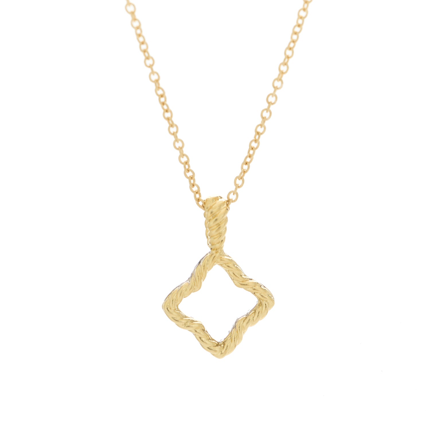 David Yurman 18K Yellow Gold Diamond Cable Collectibles Quatrefoil Pendant Necklace 3 of 5