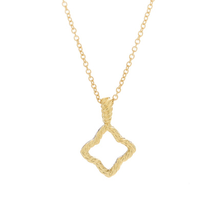David Yurman 18K Yellow Gold Diamond Cable Collectibles Quatrefoil Pendant Necklace 3 of 5
