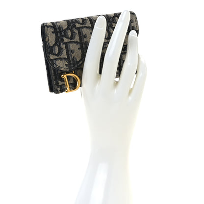 Christian Dior Oblique Saddle Card Holder Blue 2 of 11