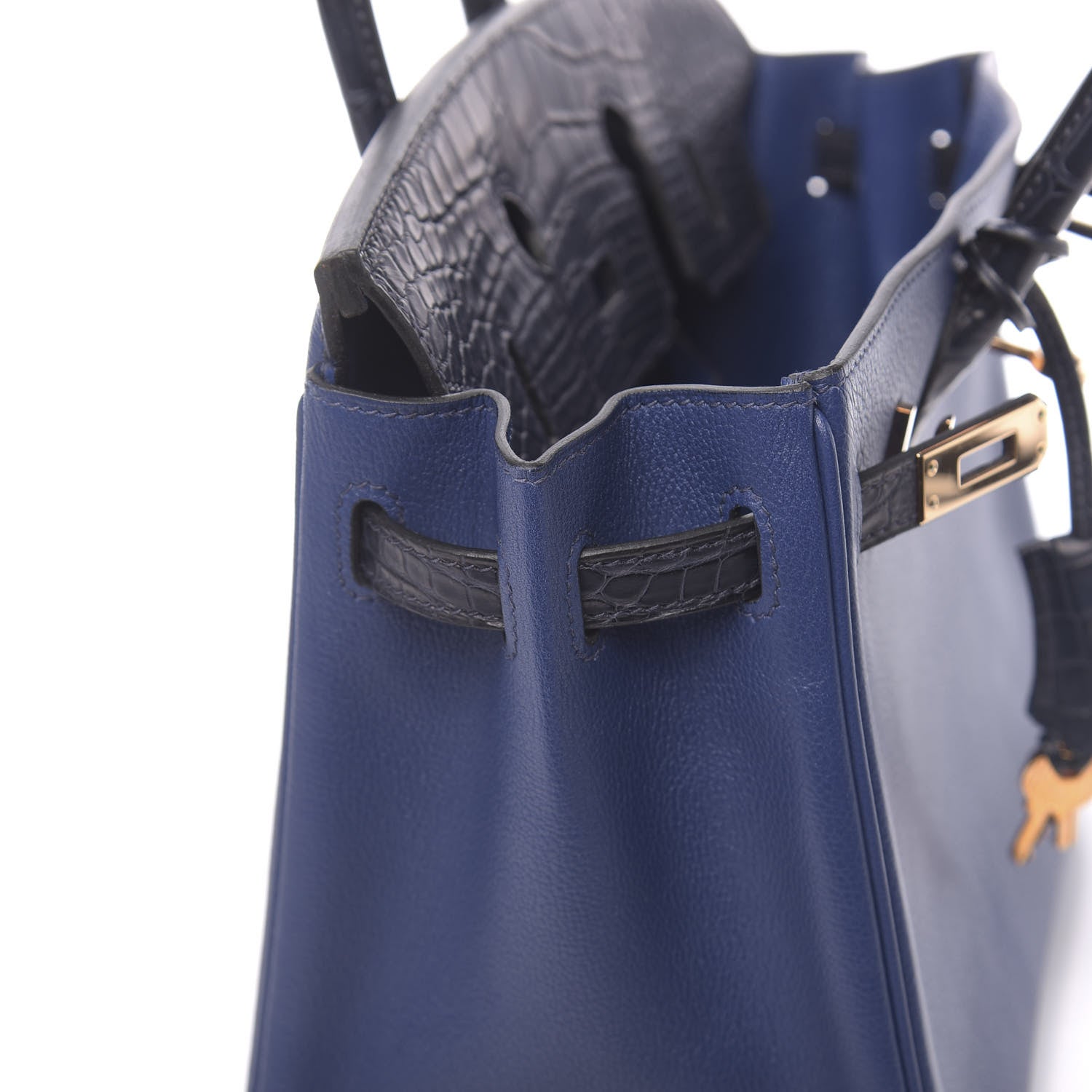 Hermes Taurillon Novillo Matte Alligator Birkin Touch 25 Bleu Saphir Marine 20 of 38
