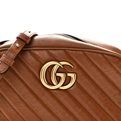 Gucci Glazed Calfskin Matelasse Diagonal Small GG Marmont Chain Shoulder Bag Cuir 8 of 10