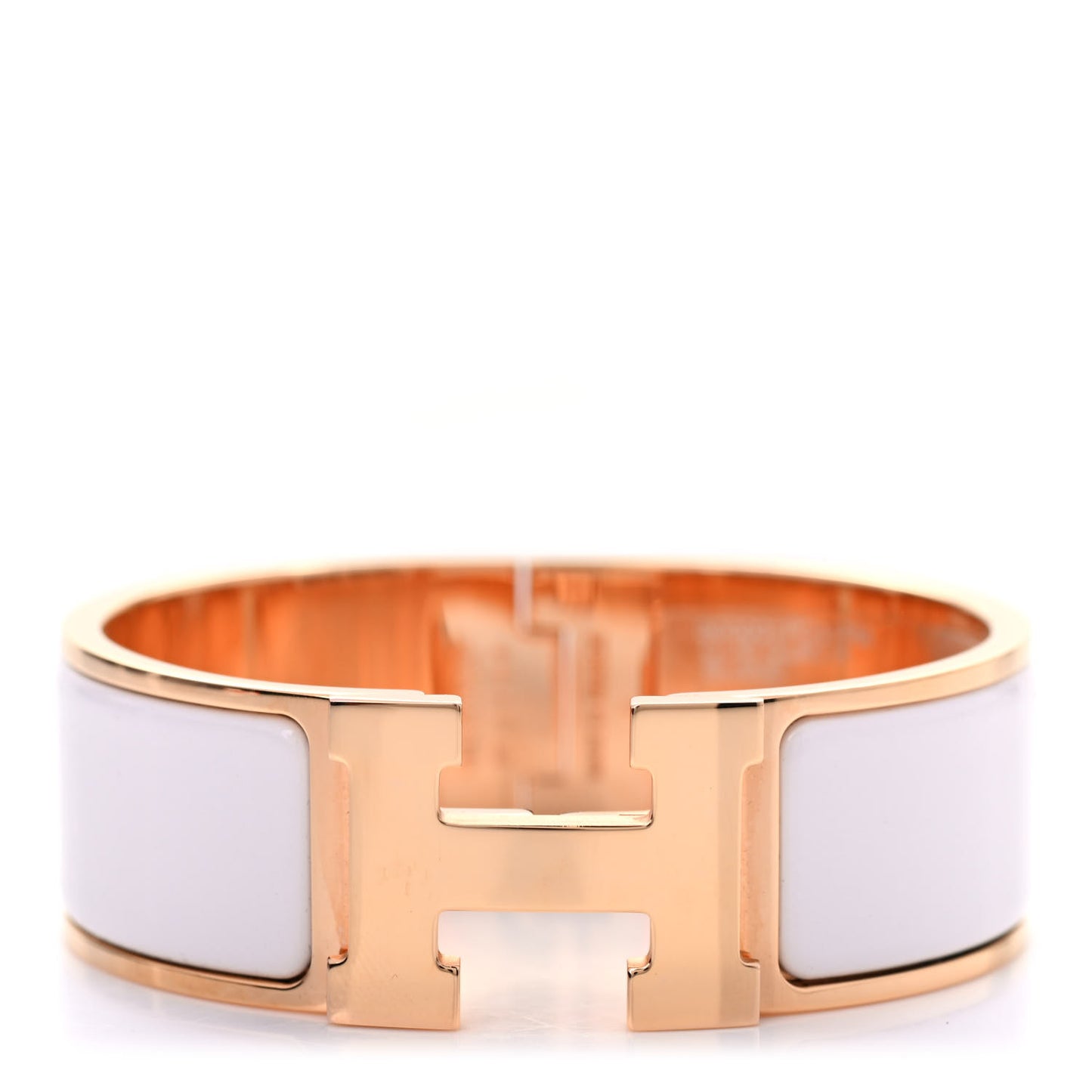 Enamel Wide Clic Clac H Bracelet PM White