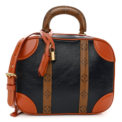 Louis Vuitton Calfskin Reverse Monogram Valisette PM Navy Caramel 1 of 9