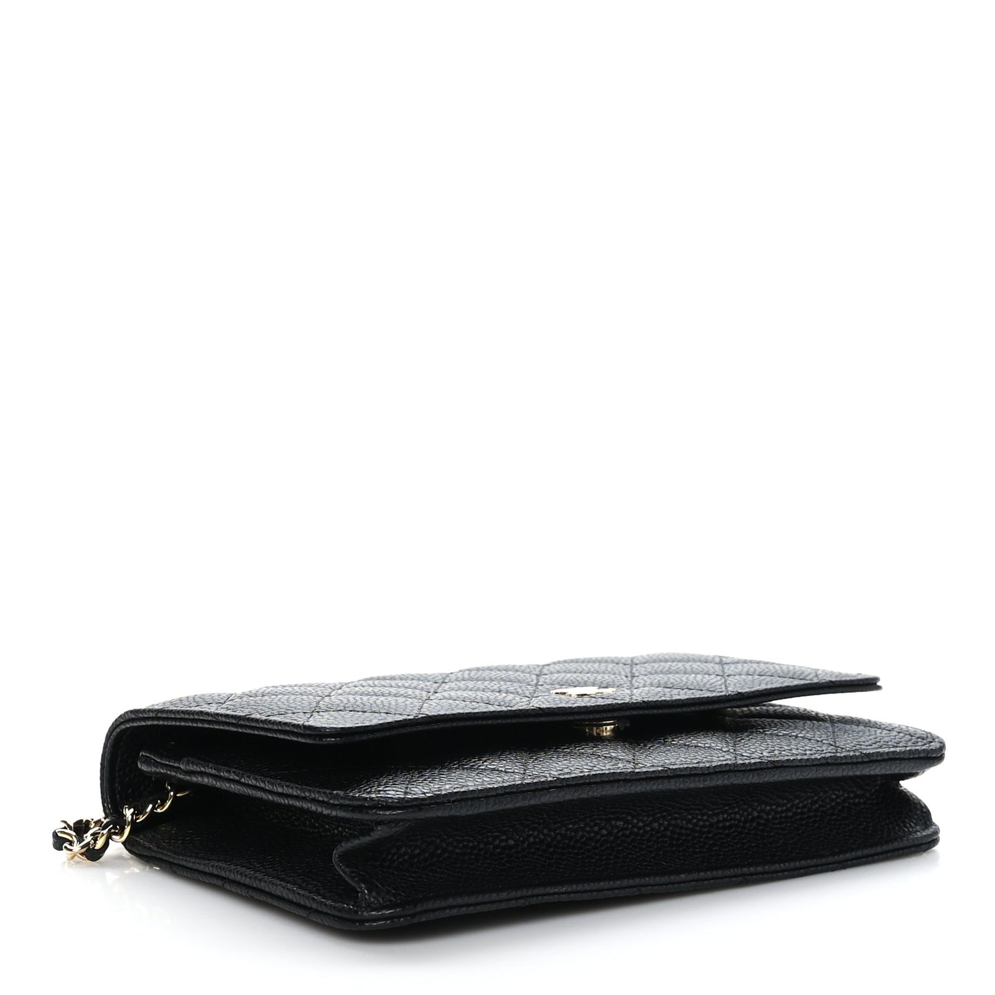 Caviar Quilted Wallet on Chain WOC Black