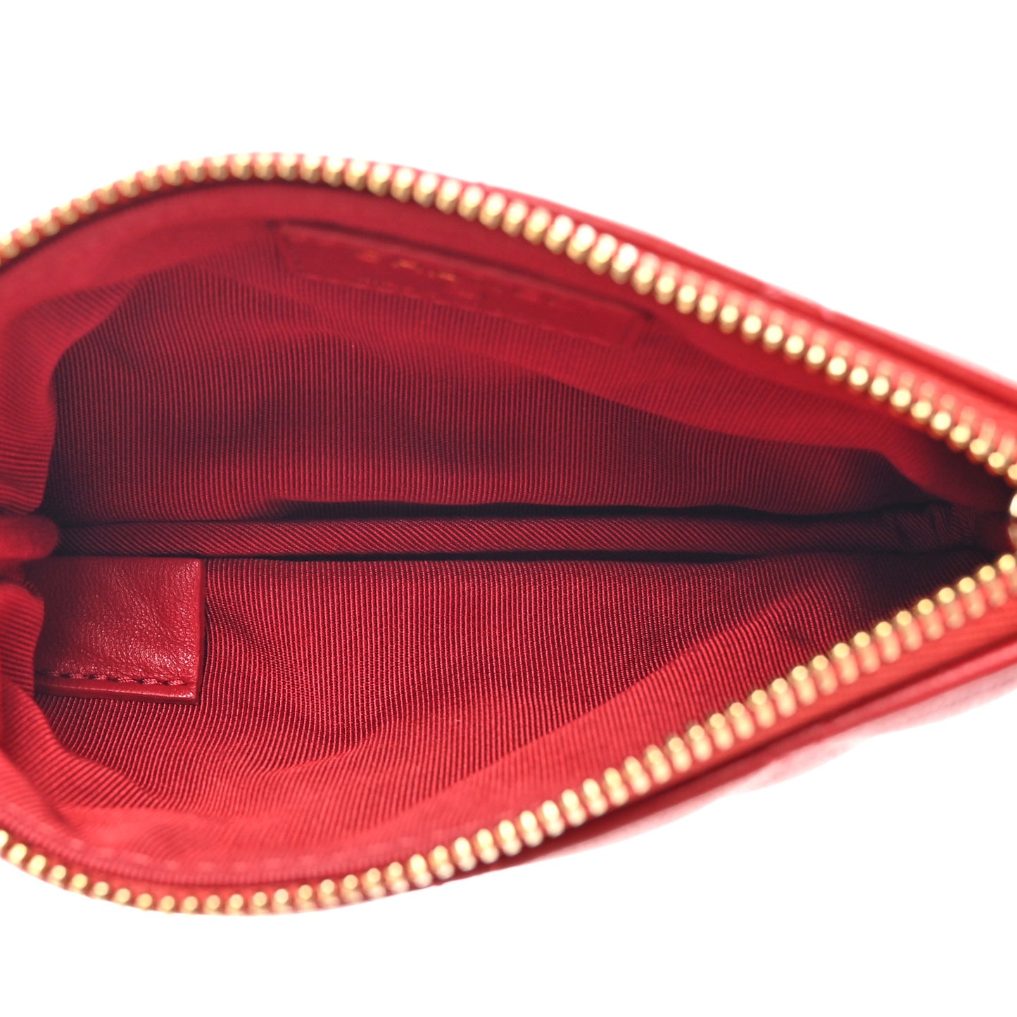Lambskin Quilted Small Cosmetic Case Red