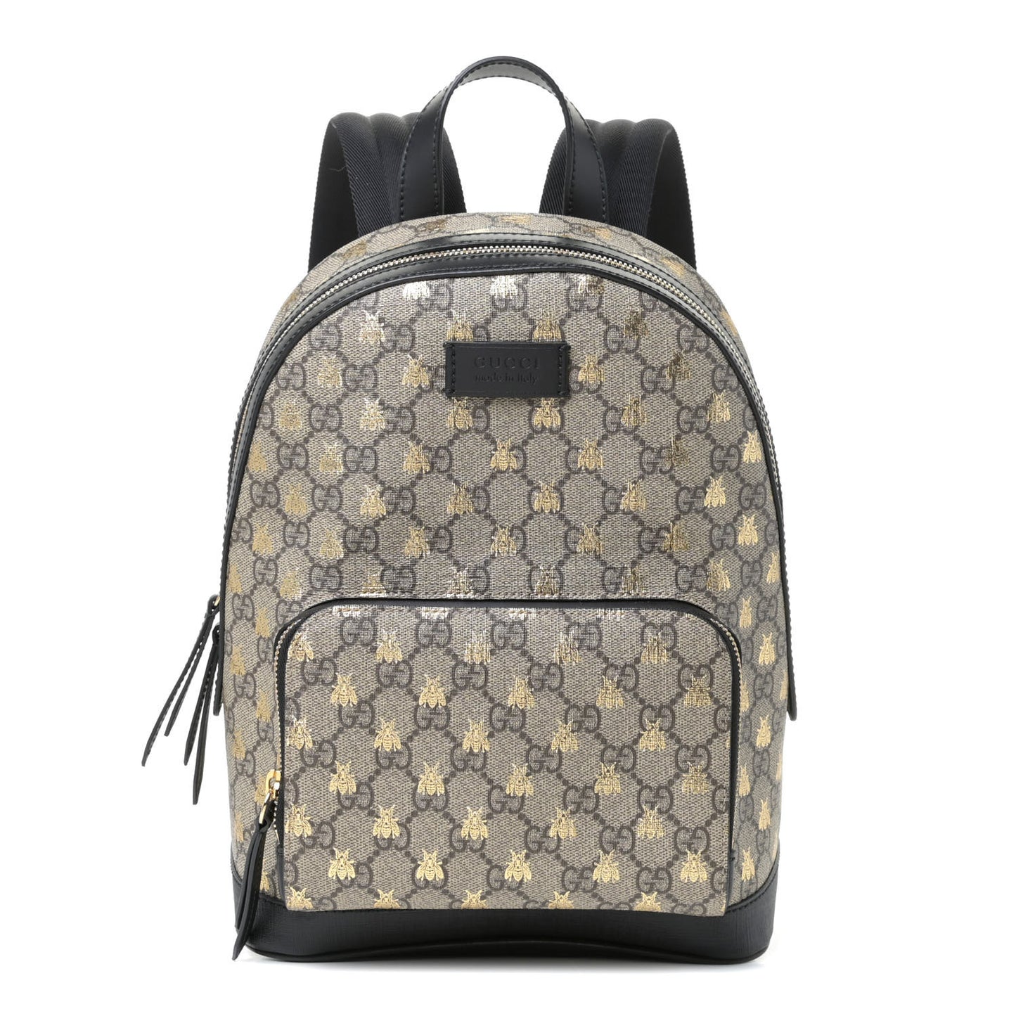 GG Supreme Monogram Bees Print Small Day Backpack Beige Oro Black