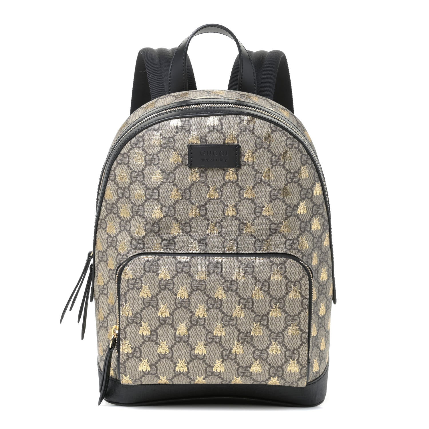 Gucci GG Supreme Monogram Bees Print Small Day Backpack Beige Oro Black 1 of 8