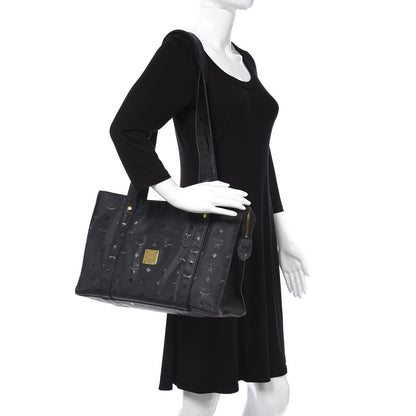 MCM Monogram Coated Canvas Tote Bag Black 2 of 7