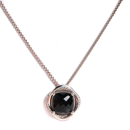 David Yurman Sterling Silver Black Onyx 14mm Infinity Pendant Necklace 1 of 6