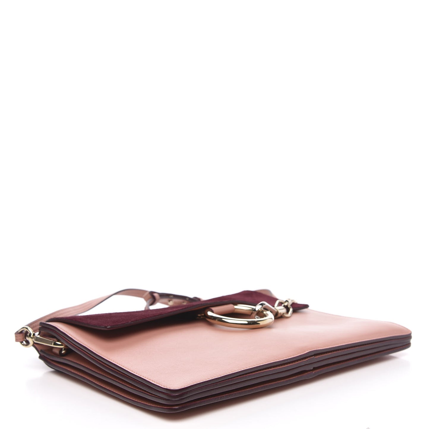 Calfskin Suede Medium Faye Shoulder Bag Misty Rose Dark Purple
