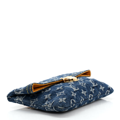 Louis Vuitton Monogram Denim Pochette Plat Clutch Blue 3 of 9