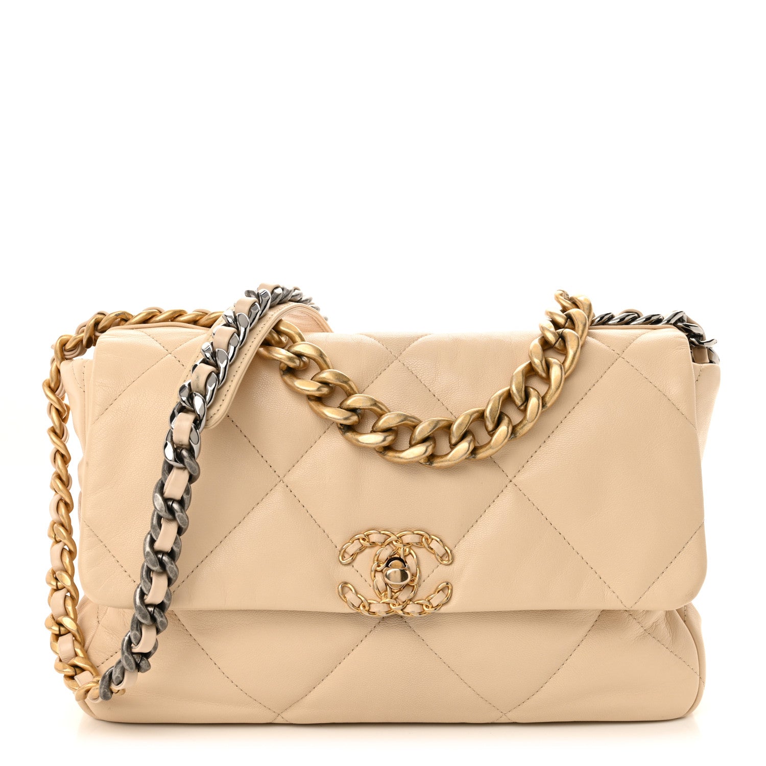 Chanel Lambskin Quilted Large Chanel 19 Flap Light Beige 1 of 11