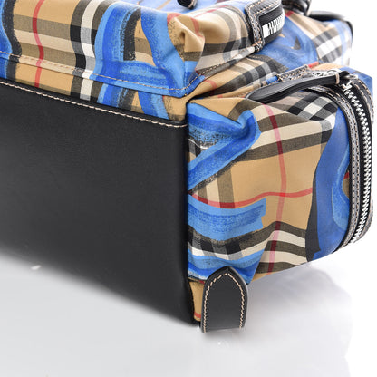 Burberry Vintage Check Graffiti Print Medium Rucksack Backpack Blue Antique Yellow 9 of 9