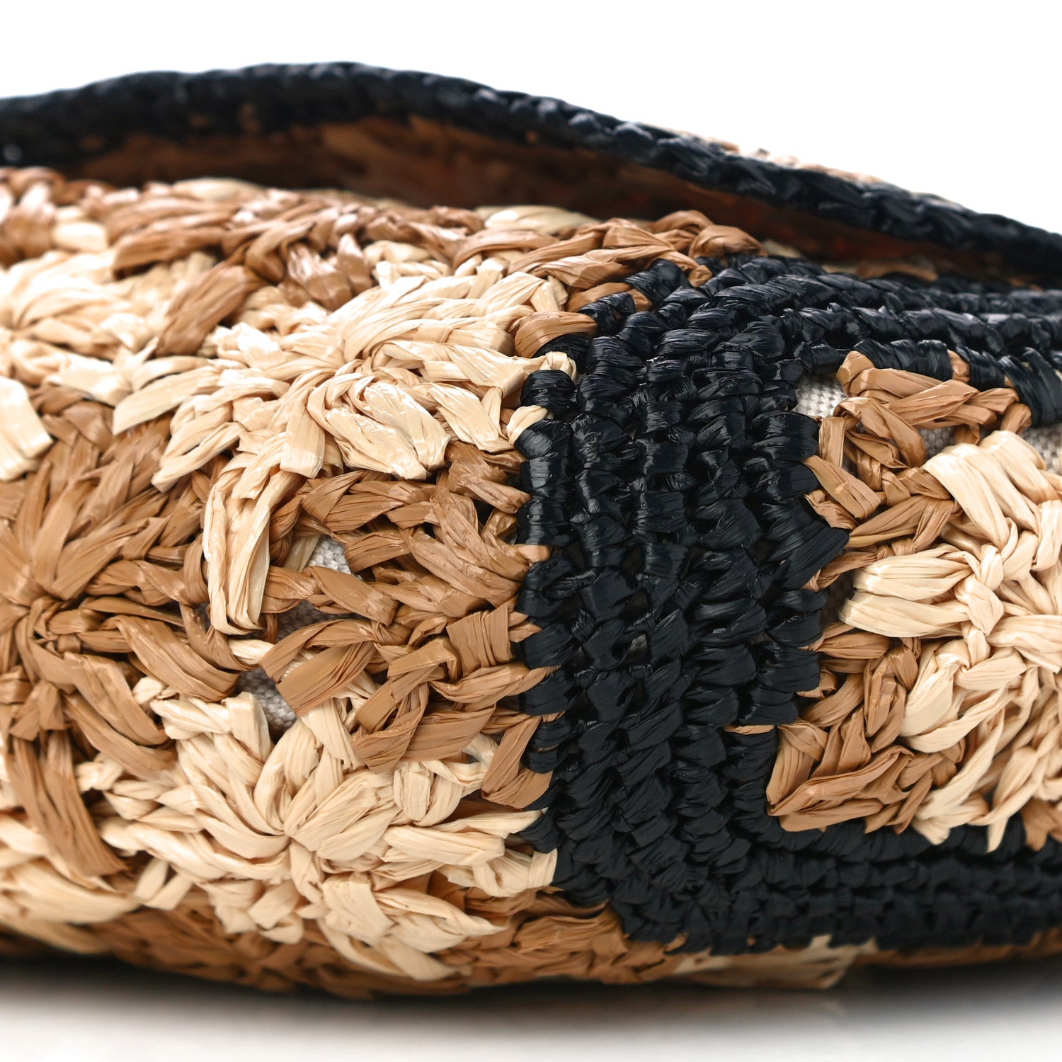 Gucci Raffia Azalea Calfskin Crochet Flower Small GG Marmont Shoulder Bag Natural Ecru Black 9 of 9