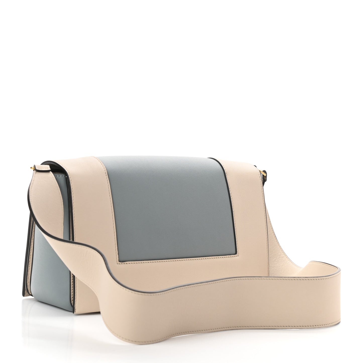 Shiny Smooth Calfskin Medium Frame Shoulder Bag Grege Storm