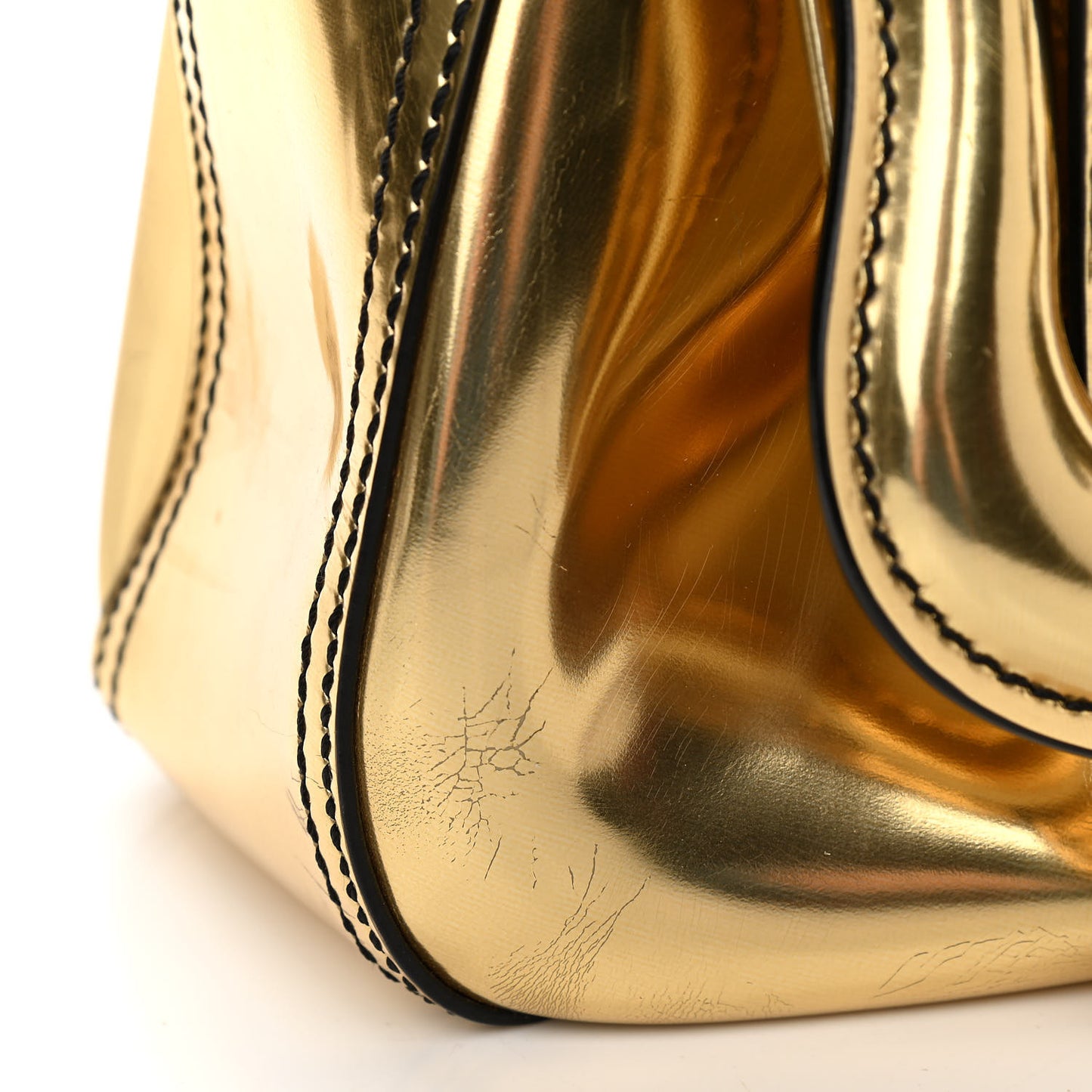 Patent Calfskin B Bag Gold