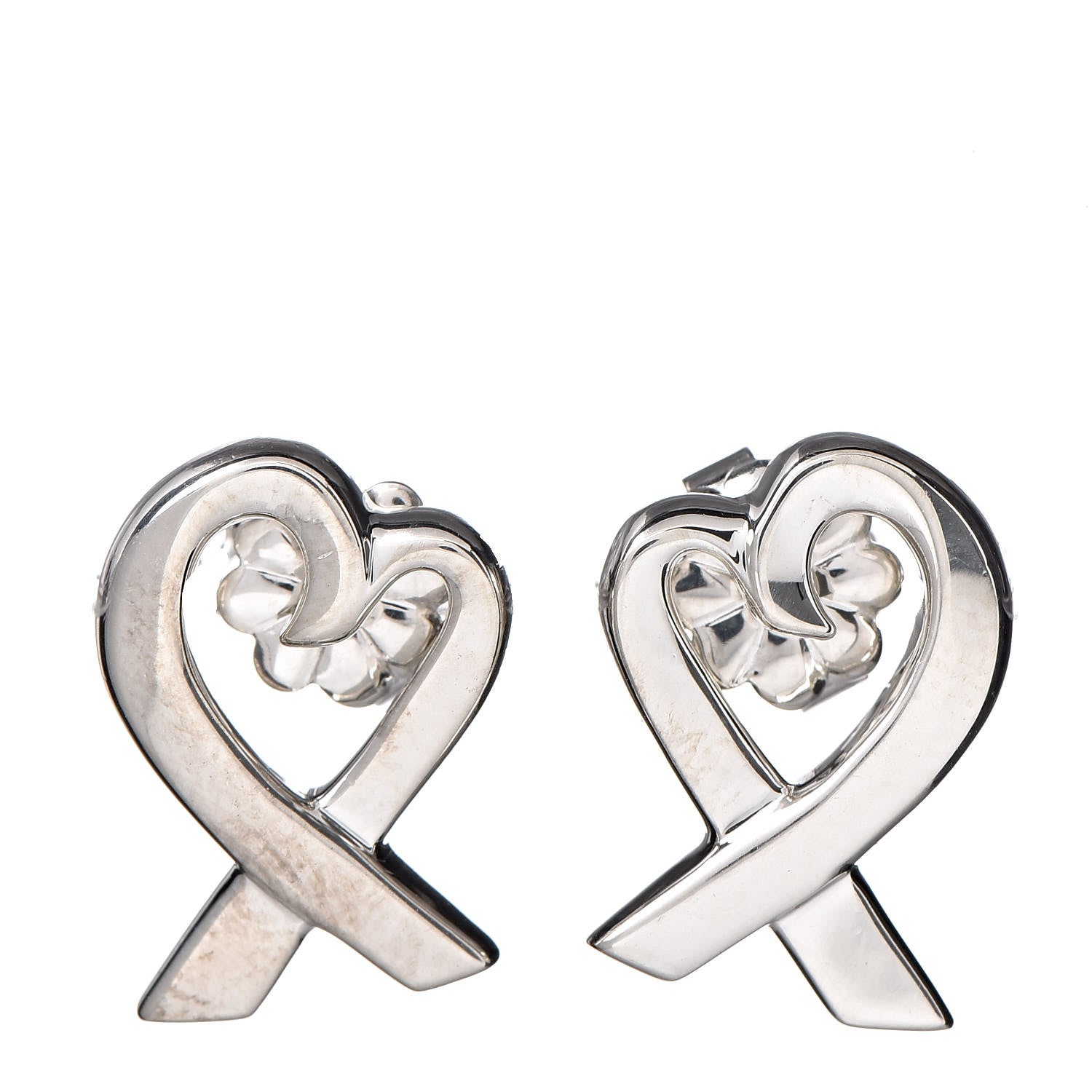 Tiffany Sterling Silver Small Paloma Picasso Loving Heart Earrings 1 of 4
