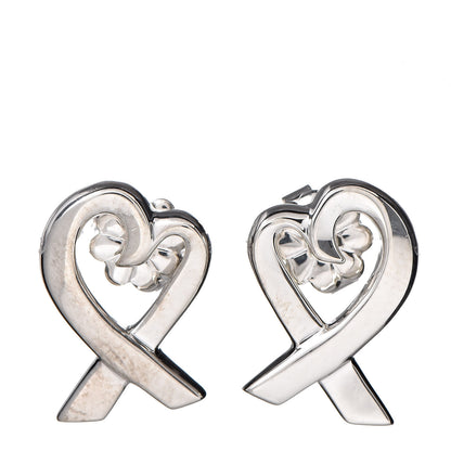 Tiffany Sterling Silver Small Paloma Picasso Loving Heart Earrings 1 of 4
