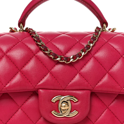 Chanel Lambskin Quilted Mini Top Handle Rectangular Flap Dark Pink Dark Pink 8 of 10