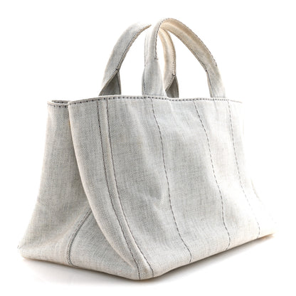 Prada Denim Logo Tote White 3 of 15