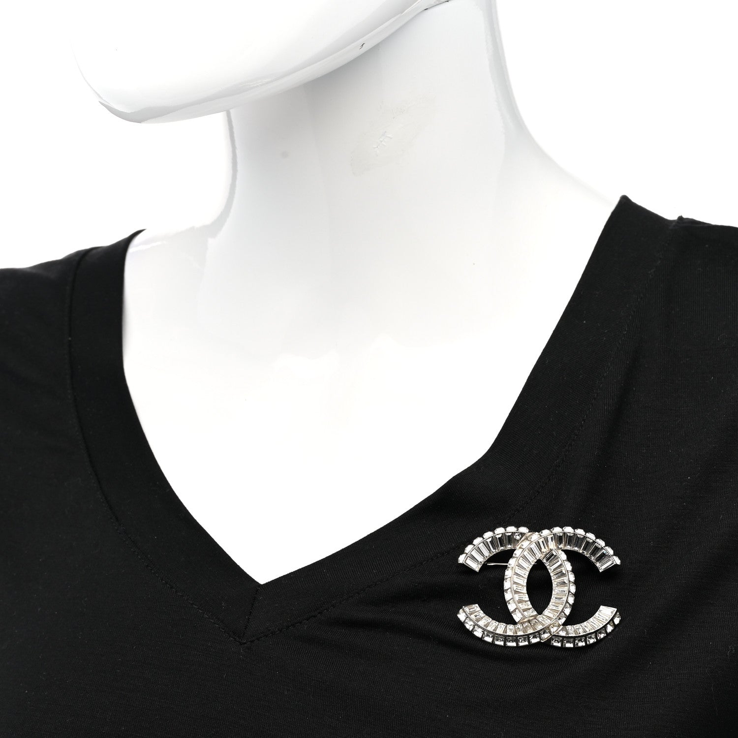 Chanel Baguette Crystal CC Brooch Silver 2 of 5
