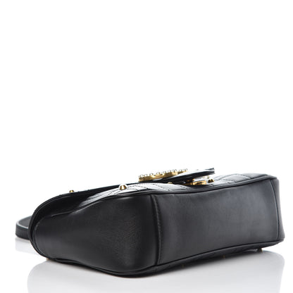 Gucci Calfskin Matelasse Studded Small Pearly GG Marmont Shoulder Bag Black 4 of 7