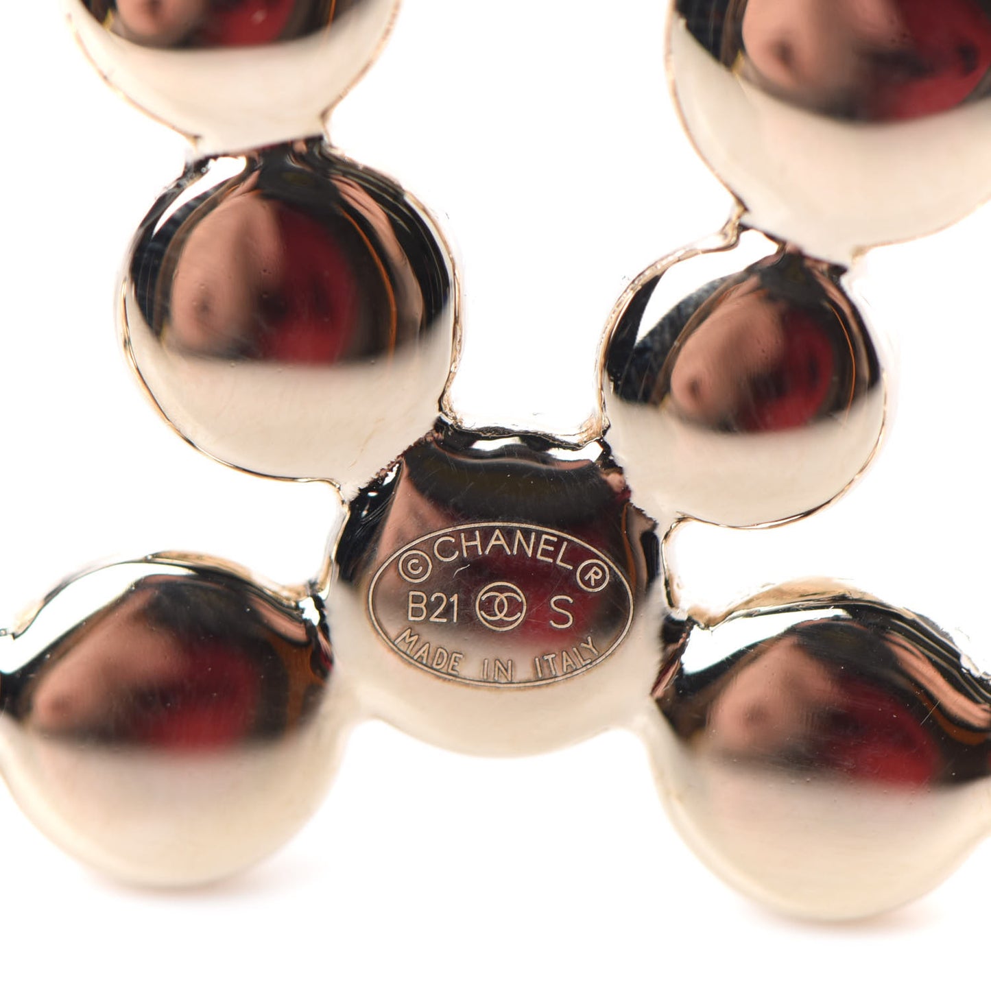 Metal Beaded CC Brooch Gold