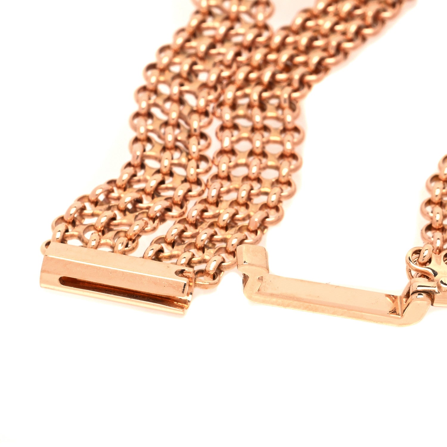 Hermes 18K Rose Gold Pave Diamond GM Kelly Clochette Bracelet SH 7 of 9