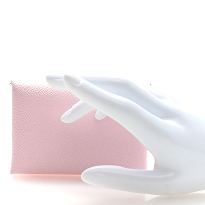 Hermes Epsom Calvi Card Case Rose Darling 2 of 7