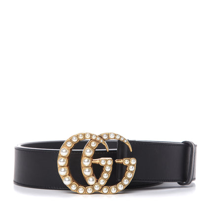 Gucci Moon Calfskin Pearl Double G 40mm Belt 100 40 Black Cream 1 of 6