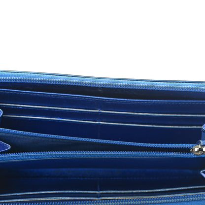 Chanel Metallic Patent Calfskin Quilted Boy L-Gusset Zip Wallet Blue 5 of 10