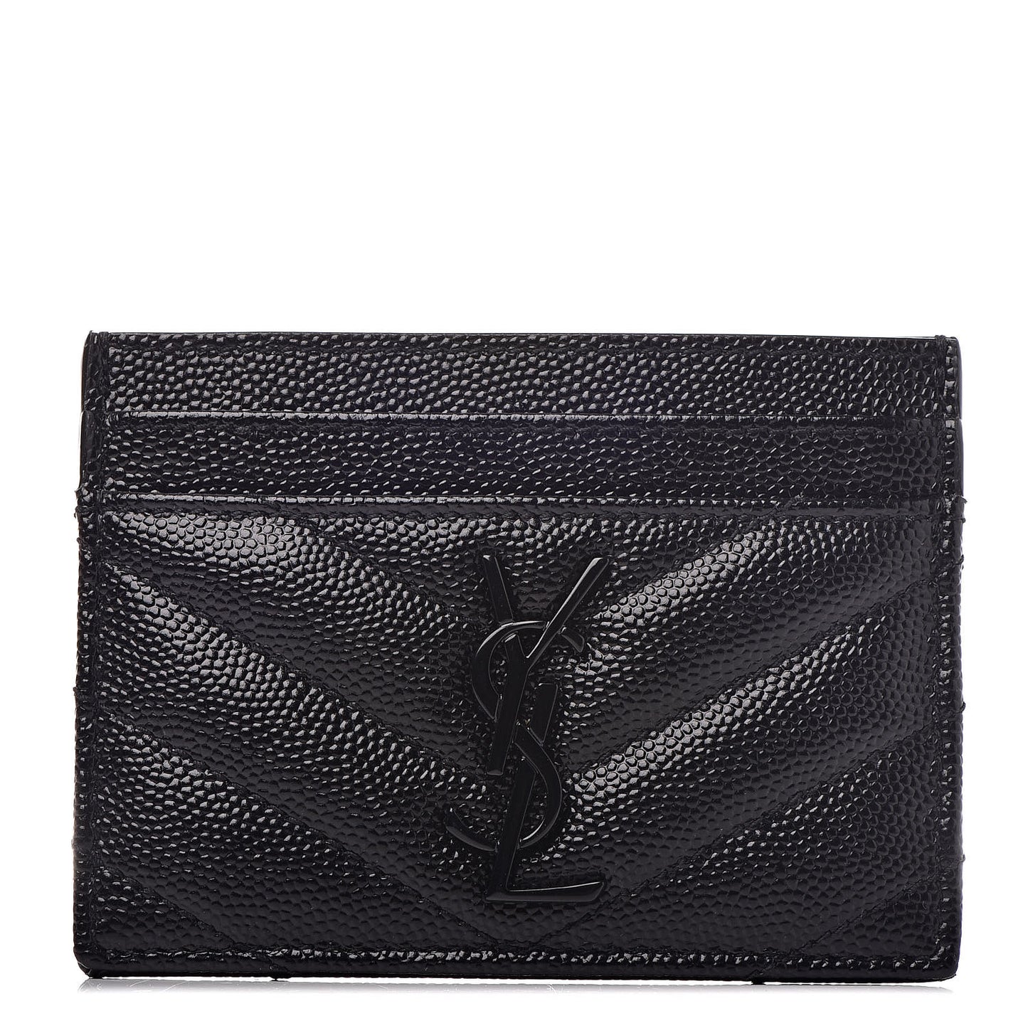 Grain De Poudre Matelasse Chevron Monogram Credit Card Case Black
