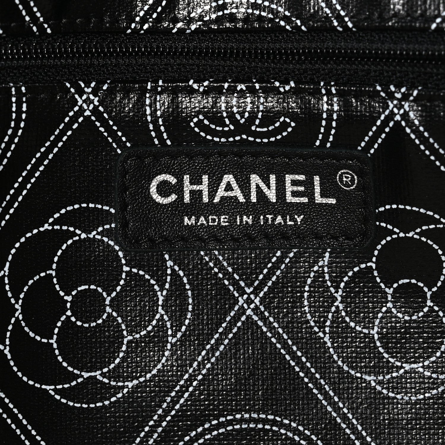 Chanel Coated Canvas Camellia Large Shopping Tote Black Beige 6 of 11