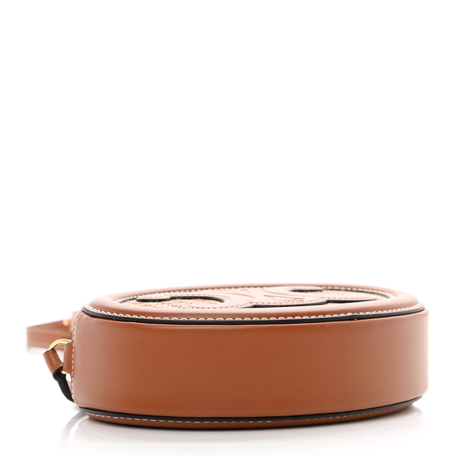 Celine Smooth Calfskin Houndstooth Cuir Small Triomphe Oval Purse Crossbody Tan 4 of 9