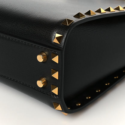 Valentino Garavani Grainy Calfskin Rockstud Alcove Tote Black 9 of 9