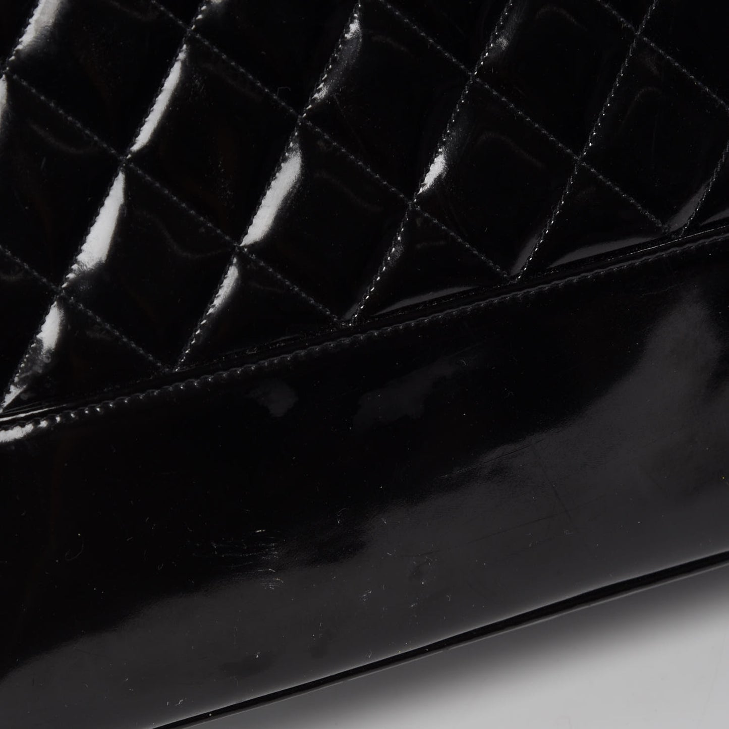 Patent Quilted Shoulder Bag Black