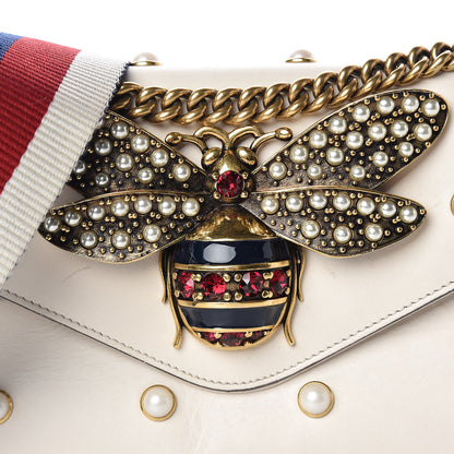 Gucci Nappa Pearl Studded Mini Queen Margaret Broadway Shoulder Bag Mystic White 8 of 12